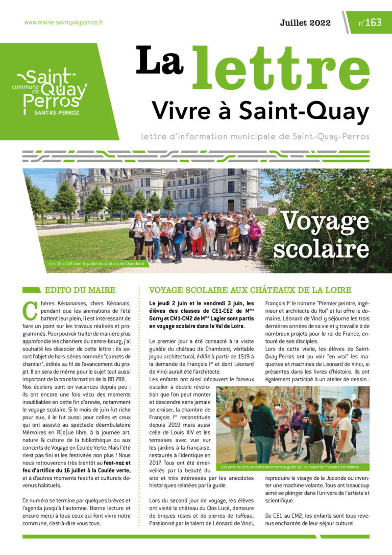 Vivre à Saint-Quay – lettre d’information n°163 – juillet 2022