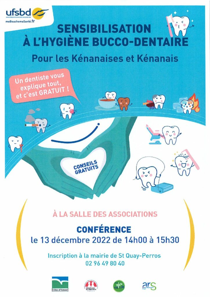 Sensibilisation à l'hygiène bucco-dentaire le mardi 13 décembre 2022 à 14H - salle des associations