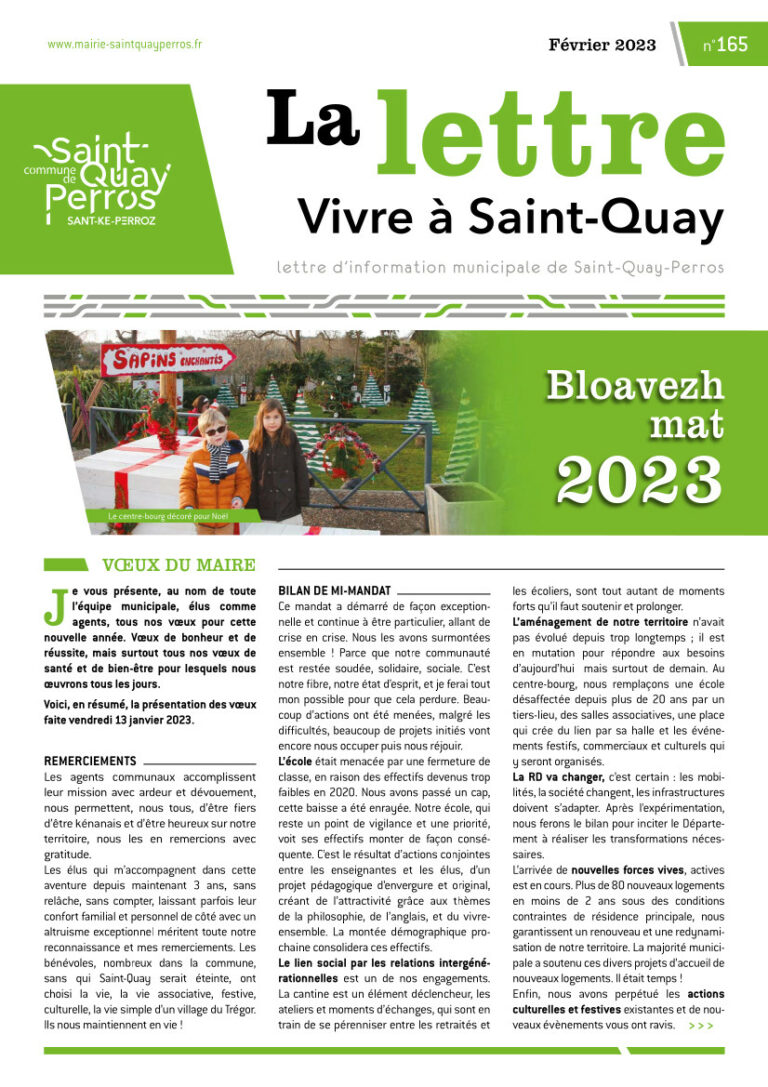 Vivre à Saint-Quay – lettre d’information n°165 – février 2023