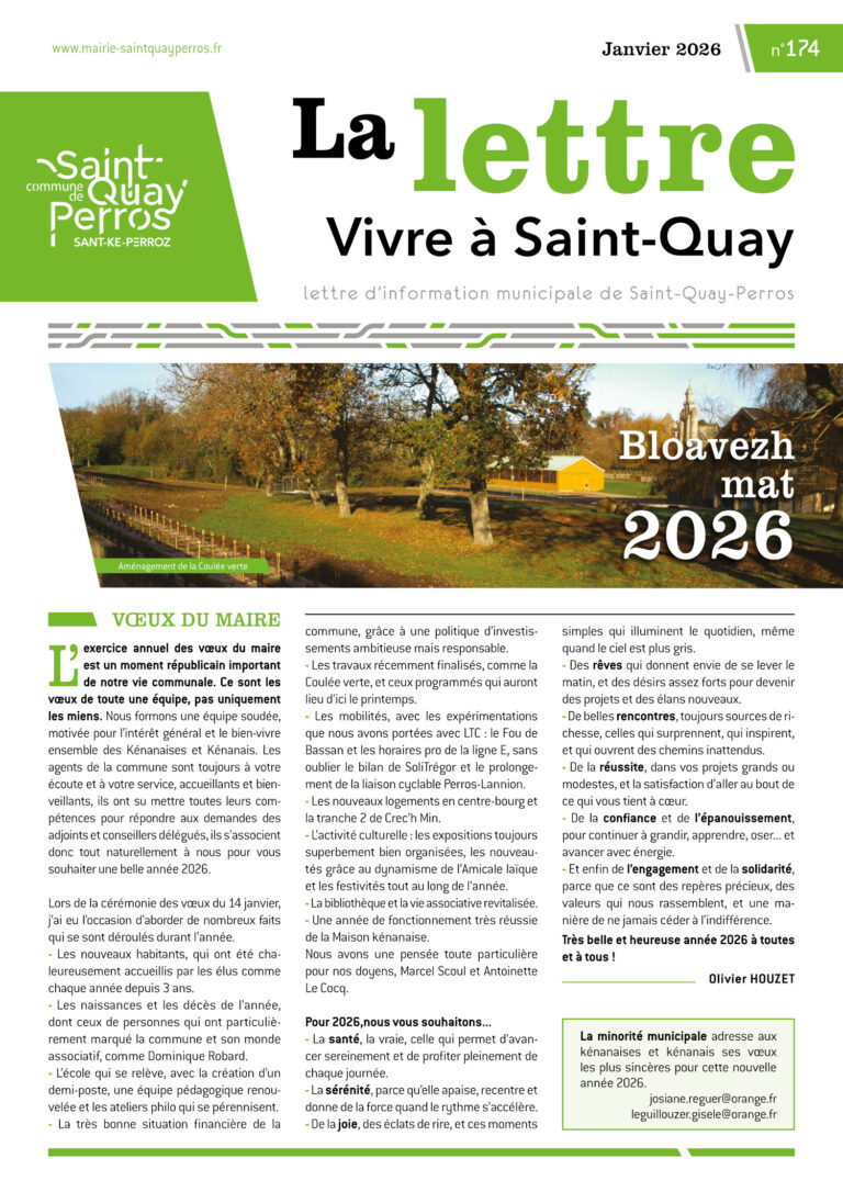 Vivre à Saint-Quay – lettre d’information n°174 – janvier 2026